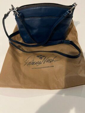 Patricia Nash Leather Arlee Dome Crossbody Cerulean Blue NWOT